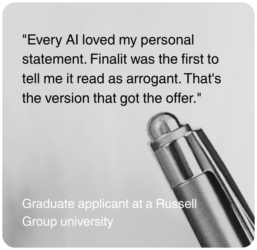 Finalit testimonial from a graduate applicant